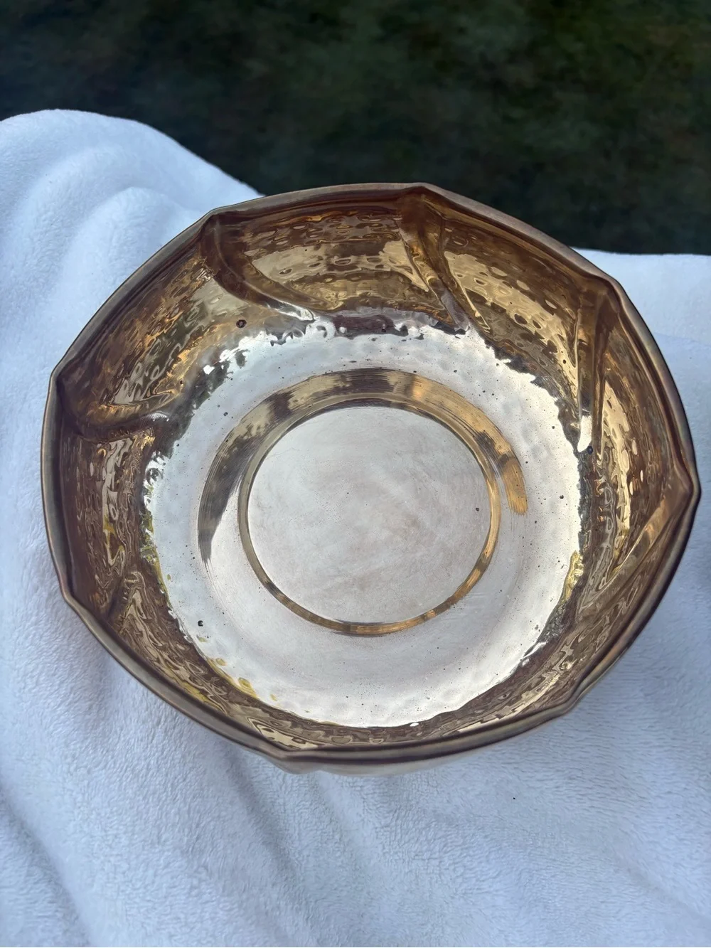 Pier 1 Hammered Brass Gold-Tone Decorative Bowl Planter 7” x 3”